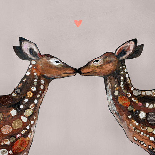 Deer Hearts Neutral Canvas Art