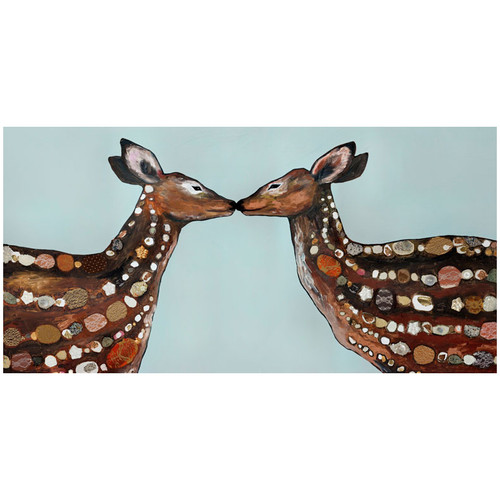Kissing Deer Ice Blue Wall Art - 48 x 24