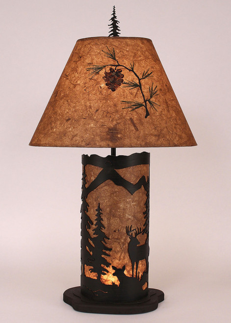 Deer Scene Table Lamp with Nightlight - Small