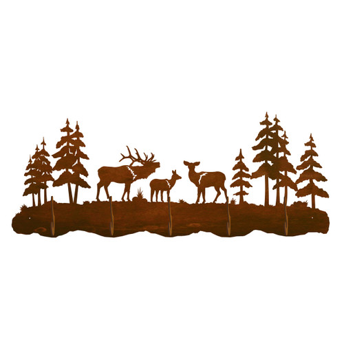Elk Family Scenic 5 Hook Coat Rack