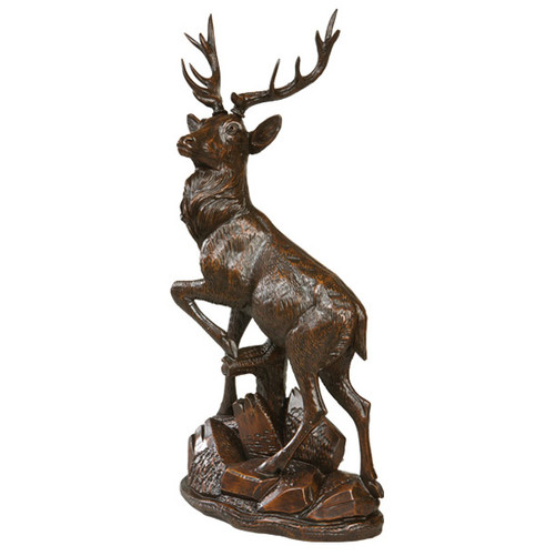 English Oak Deer Sculpture - Left Facing