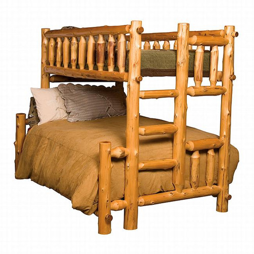 Cedar Log Bunk Bed - Twin/Full - Left Ladder