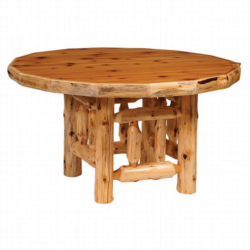 Cedar Log Standard Finish Round Dining Table - 48 Inch
