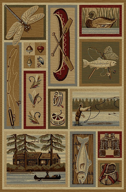 Fly Fishing Collage Rug - 5 x 8