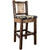 Ranchman's Barstool with Back, Woodland Upholstered Seat, Stain & Clear Lacquer Finish