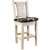 Ranchman's Counter Stool with Woodland Upholstery & Clear Lacquer Finish