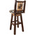 Ranchman's Woodland Upholstery Counter Stool with Back, Swivel & Laser-Engraved Bear Design