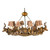 Small Stag Head 10-Light Chandelier - Feather Pattern Shades
