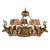 Small Stag Head 5-Light Chandelier - Feather Pattern Shades