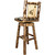 Woodsman Woodland Upholstery Barstool with Back, Swivel & Laser-Engraved Wolf Design