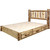 Cascade Platform Storage Bed with Laser Engraved Bear Design - King