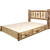 Cascade Platform Storage Bed with Laser Engraved Pine Tree Design - Queen