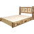 Cascade Platform Storage Bed with Laser Engraved Pine Tree Design - King