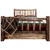 Denver Bed with Storage & Engraved Bears - Twin - Stained & Lacquered