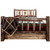 Denver Bed with Storage & Engraved Pines - King - Stained & Lacquered