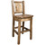 Denver Counter Height Barstool with Engraved Wolf Back - Stained & Lacquered