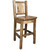 Denver Counter Height Barstool with Engraved Pine Tree Back - Stained & Lacquered