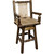 Denver Swivel Captain's Barstool with Buckskin Seat - Stained & Lacquered
