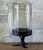 Crackled Glass Cylinder Candle Holder on Iron Base - Medium