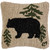 Black Bear Journey Hooked Wool Pillow