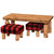 Cedar Open Coffee Table with Two Footstools - Armor Finish