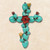 Turquoise Blooms Cactus Cross Wall Art