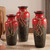Crimson Vista Pottery Vases - Set of 3