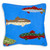 River Fish Embroidered Pillow