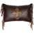 Coffee Leather Fringed Pillow with Hair on Hide Concho Cross and Fabric Back