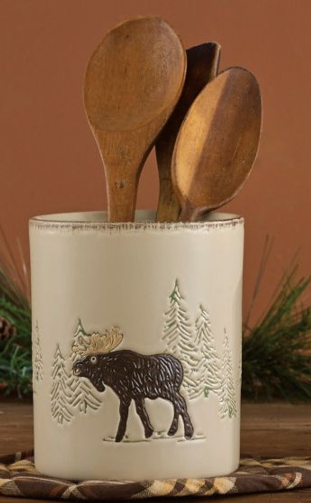 Bear Moose Stoneware Utensil Holder Black Forest D Cor Black   Bear Moose Stoneware Utensil Holder 46  89684.1626293194 