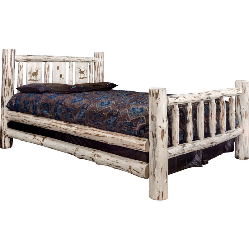 Frontier Bed with Laser-Engraved Elk Design - King