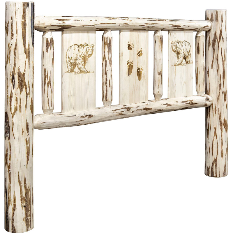 Frontier Headboard with Laser-Engraved Bear Design - King