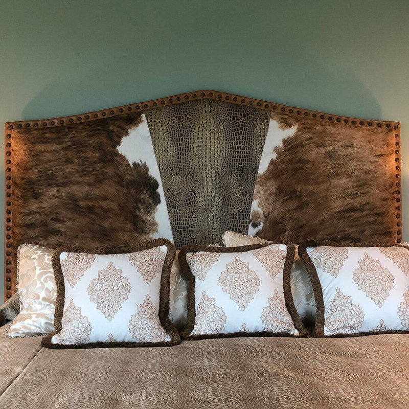 Longhorn Trail King Cowhide Headboard