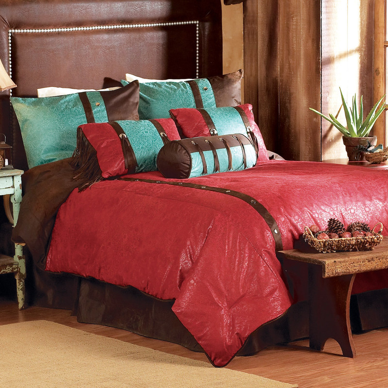 Cheyenne Red Bed Set - Super Queen - OVERSTOCK