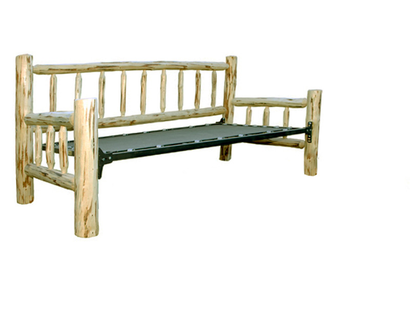 Lacquer Finish Hand-Peeled Rustic Day Bed w/o Trundle