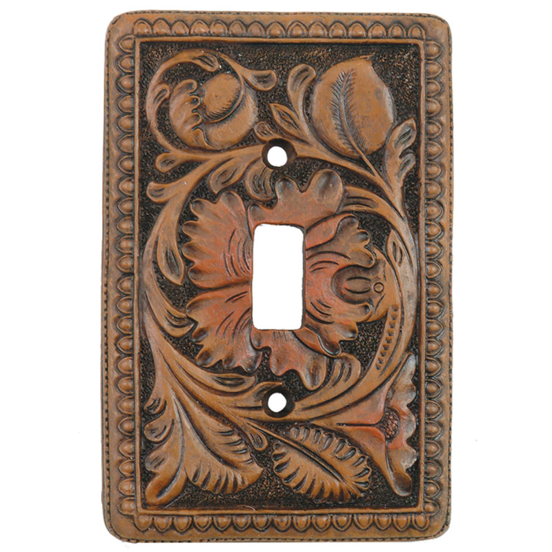 Tooled Leather Single Switch Plate Cover