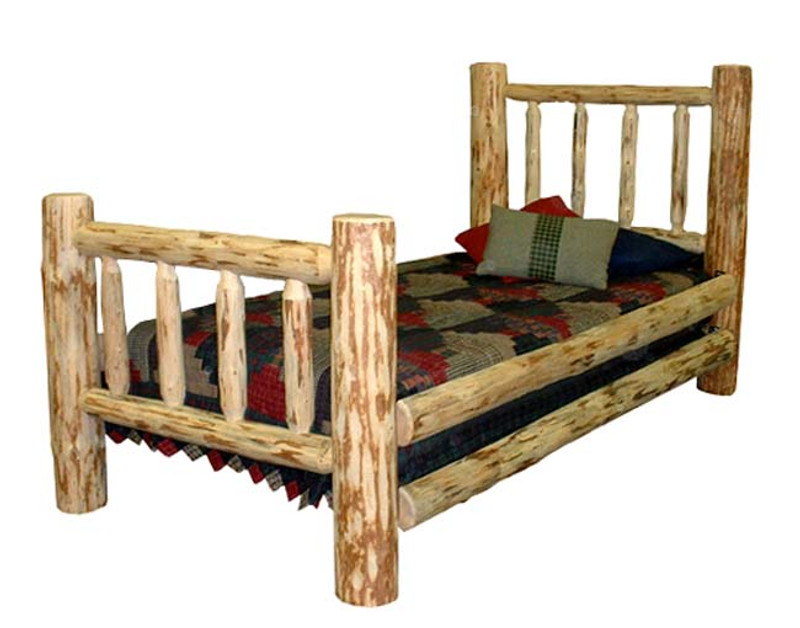 Unfinished Hand-Peeled Rustic Log Full Bed