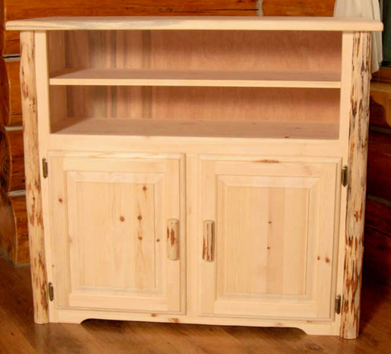 Unfinished Hand-Peeled Rustic Media Center
