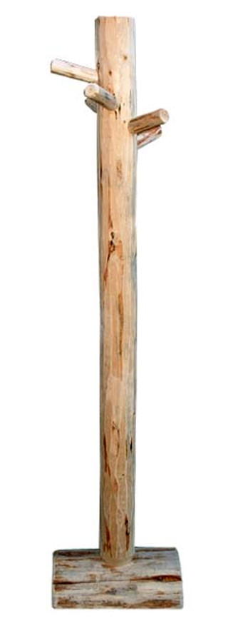 Lacquer Finish Hand-Peeled Rustic Coat Tree