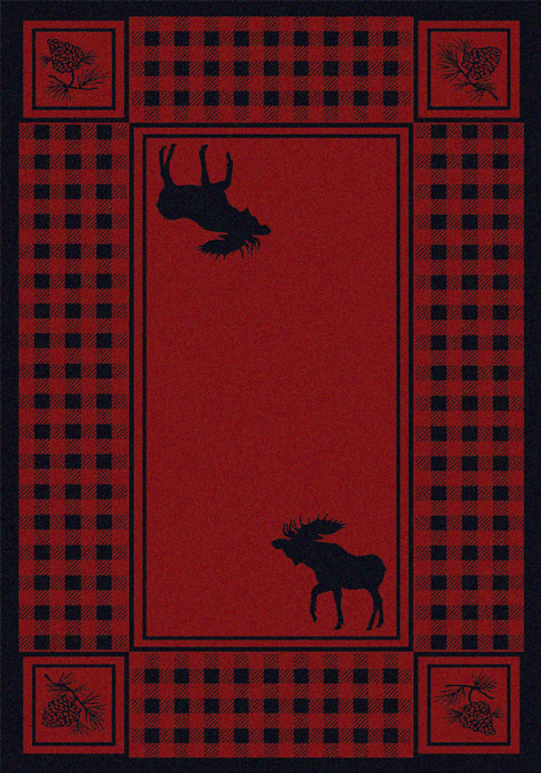 Moose Refuge Red Rug - 5 x 8