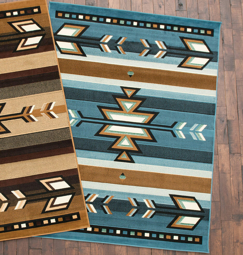 Native Arrows Light Blue Rug - 8 x 10