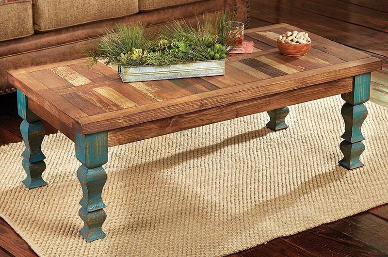 Old Wood Turquoise Coffee Table
