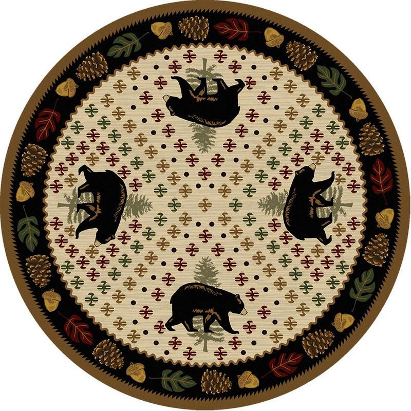 Bear Patchwork Natural Rug - 8 Ft. Round