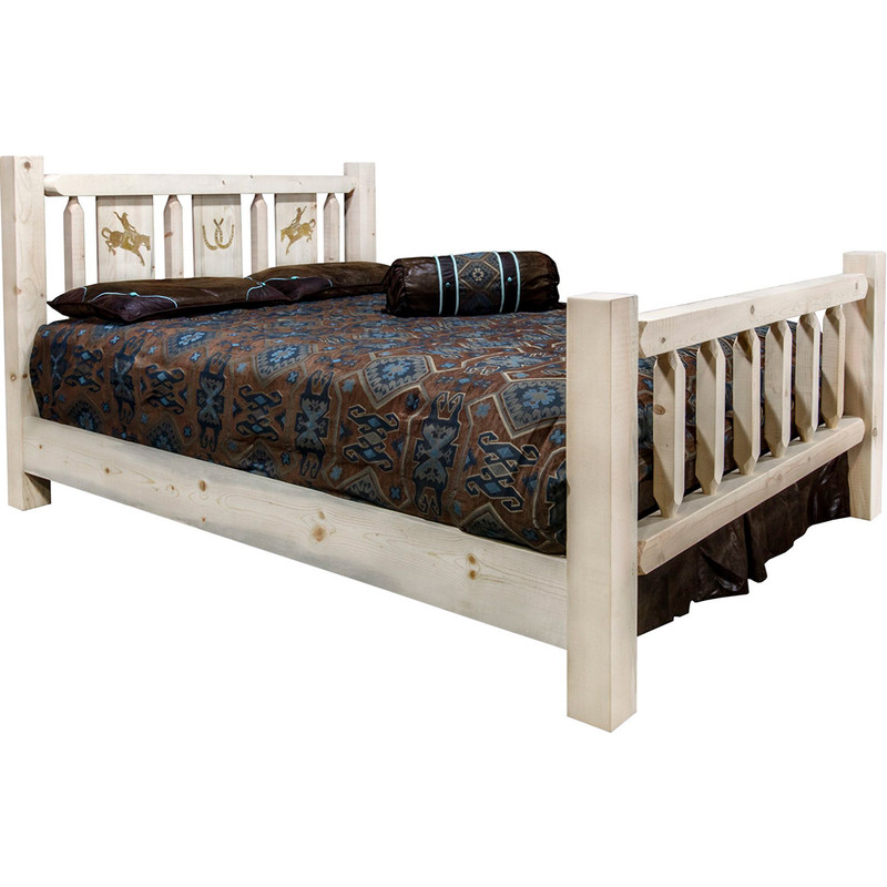 Ranchman's Bed with Laser-Engraved Bronc Design - Queen