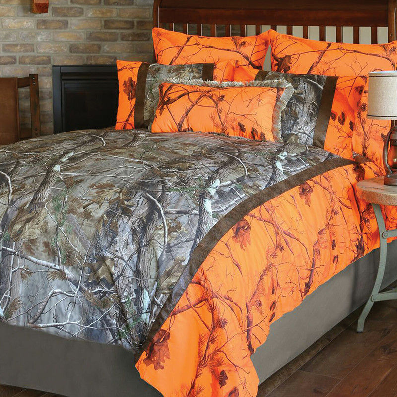 Realtree AP and Orange Blaze AP Camo Bed Set - Twin