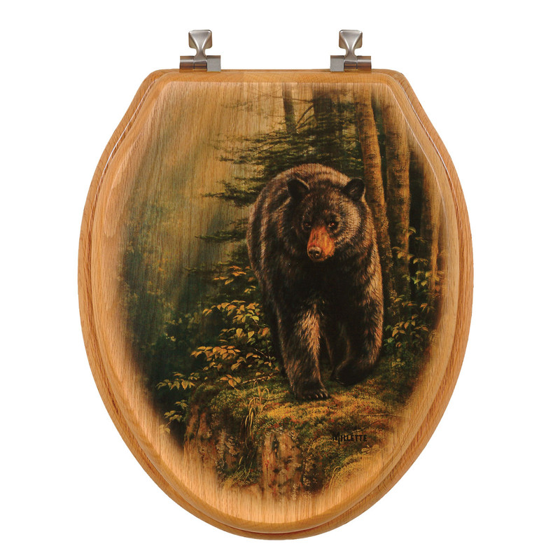 Rocky Outcropping Bear Toilet Seat - Round