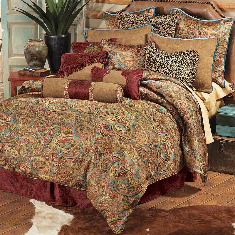 San Angelo Comforter Set with Red Bedskirt - Twin