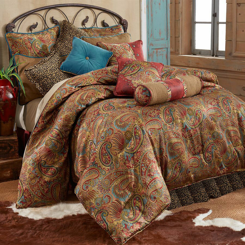 San Angelo Comforter Set with Leopard Bedskirt - Full