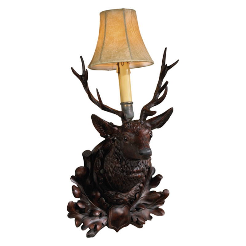 Stag Wall Sconce with Faux Leather Shade - Right Facing - OVERSTOCK