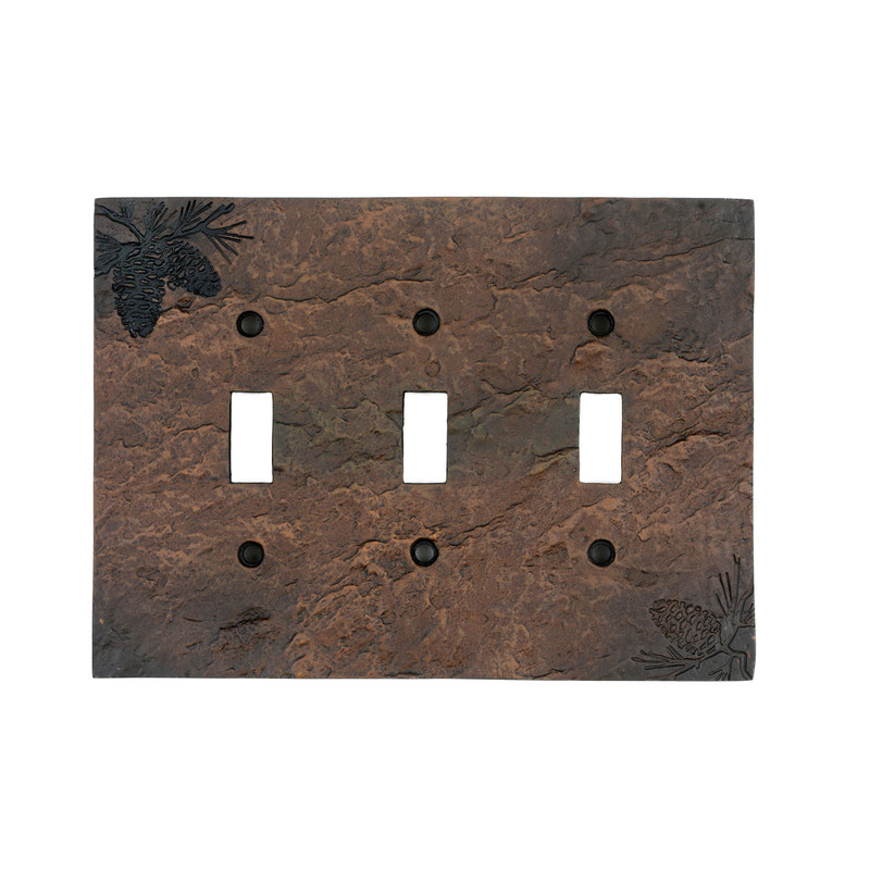 Stone Finish Pinecone Triple Switch Cover